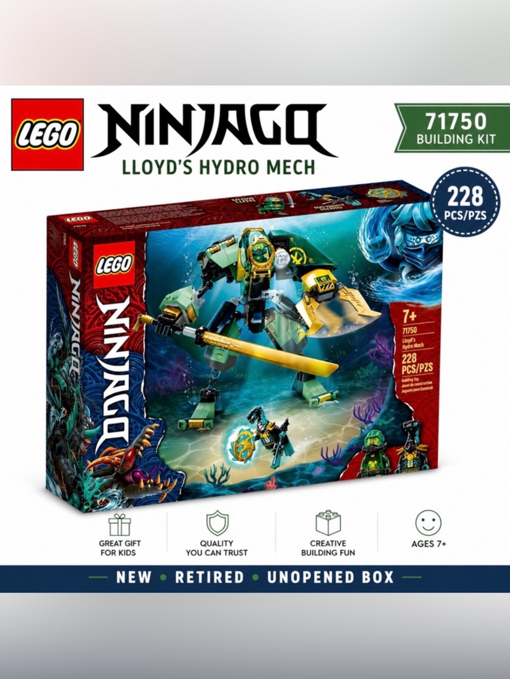 NEW RETIRED UNOPENED BOX LEGO NINJAGO Lloyd's Hydro Mech 71750 Building Kit